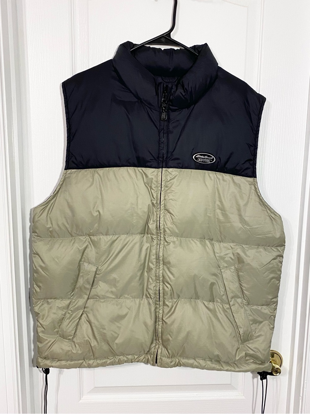 Y2K Eddie Bauer Goose Down EBTEK Vest Tan Navy Men’s Large